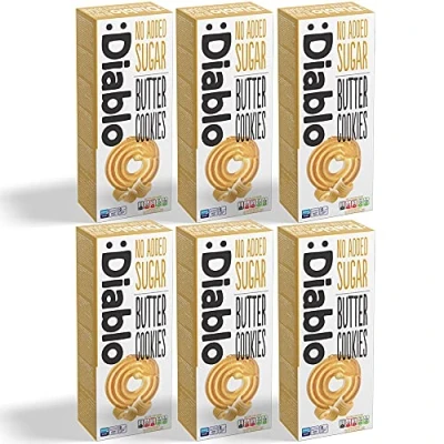 Image of Diablo Butter Cookies No Added Sugar Sweetened with Maltitol 135g (Pack oF 6)