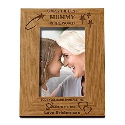 Image of ukgiftstoreonline Personalised Best Mummy Portrait Wooden Photo Frame Gift (5 x 7 Inch)