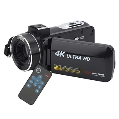 Image of 4K 1080P Camcorder Video Camera, 18X Zoom 30MP Digital HD with 3.0 Inch IPS Touch Screen 270 Vlogging Camera Youtube Recorder Remote Control and Batteries