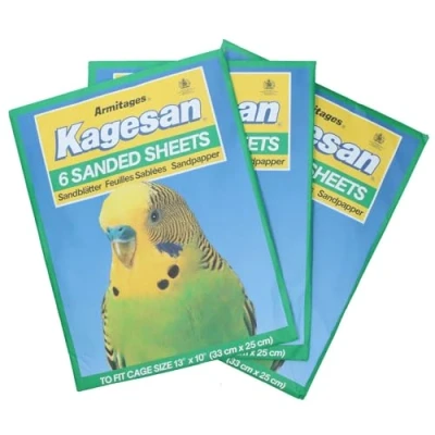 Image of AB Tools 18 Sanded Sheets Sandpaper Cage Lining Budgies Caged Birds 25x33cm