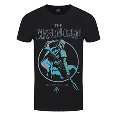 Image of Men&#039;s Star Wars: The Mandalorian Grunge Poster T Shirt Black