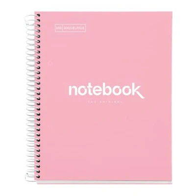 Image of Miquelrius Notebook A5 dots Notebook, 1 Coloured Strip, 80 Sheets Lined with dots, Paper 90 g/m² Micro Perforated 2 Holes for Rings, Cover Made of Cardboard, Colour Pink