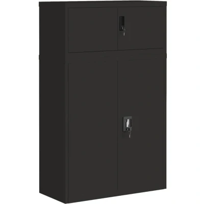 Image of vidaXL File Cabinet Black 90x40x145 cm Steel