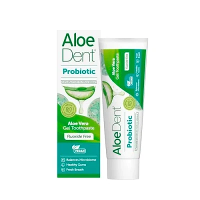 Image of AloeDent Probiotic Toothpaste, Fluoride Free, Balance Mouth Microbiome, Natural Oral with Aloe Vera, Fresh Breath, Alcohol SLS Vegan, 75ml