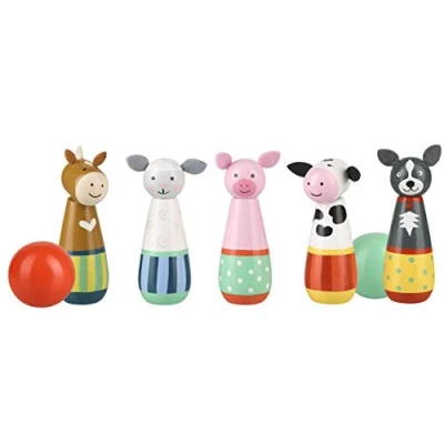 Image of Orange Tree Toys Farm Animals Wooden Skittles