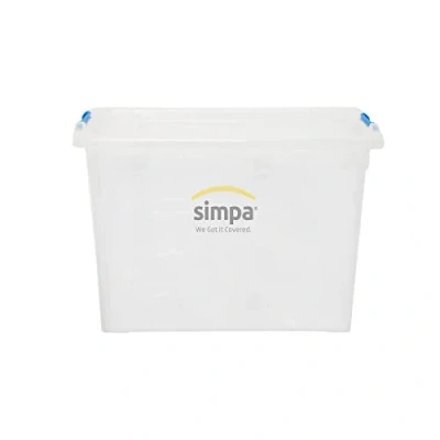 Image of 80 Litre 80L Stackable Plastic Storage Box with Clear Click Lock Closure Lid 39cm (H) x 58cm (L) 40cm (W) Single