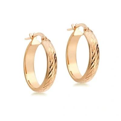 Image of Carissima Gold Women&#039;s 9 ct Rose 22 mm Diamond Cut Round Creole Hinged Post Earrings