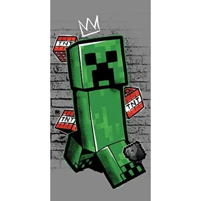 Image of Jerry Fabrics Minecraft Metro Art Creeper Bath Towel Beach 70 x 140 cm