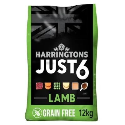 Image of Harringtons Just 6 Complete Grain Free Hypoallergenic Lamb &amp; Veg Dry Adult Dog Food 12kg With Added Fresh Baked Bites