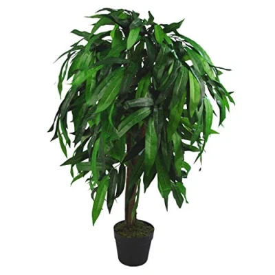 Image of Leaf Design UK Artificial Mango Plant/Tree, Green, 100cm