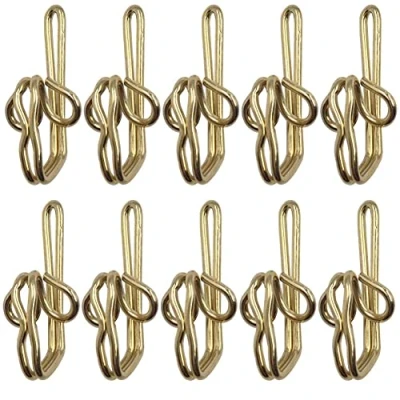 Image of kuou 100 Pieces Brass Curtain Hooks, Metal Hook Drapery Hooks Header Tape (Gold)