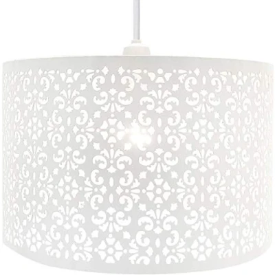 Image of Chandelier Style Ceiling Light Shade Droplet Pendant Acrylic Crystal Bead Luxury (Large Metal White)