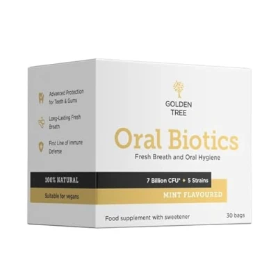 Image of Golden Tree Oral Biotics Natural Lactic Acid Bacteria Complex for Hygiene 7 Billion CFU per dose Fights Bad Breath and Protects Teeth Gums Long Lasting Fresh