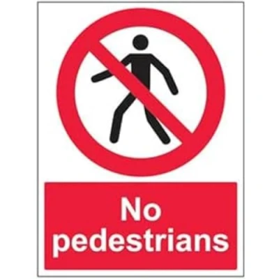 Image of V Safety No Pedestrians Prohibition Sign 300mm x 400mm 1mm Rigid Plastic