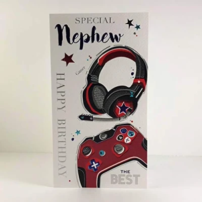 Image of Jonny Javelin Special Nephew Happy Birthday Card Gaming