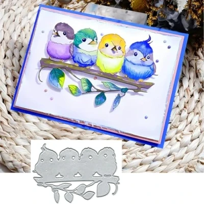 Image of Christmas Bird Branch Leaf Greeting Card Metal Die Cuts,Sunflower Flower Cutting Dies Cut Stencils DIY Scrapbooking Decorative Embossing Paper Making