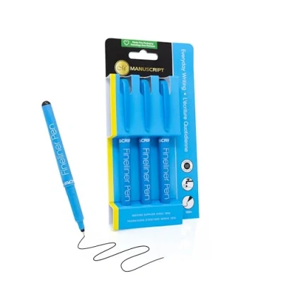 Image of MANUSCRIPT Handwriting Pens (Pack of 3) (Fineliner Pens, Black)