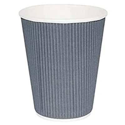 Image of 500x Fiesta Hot Cup Ripple Wall Charcoal 8oz Disposable Take Away Travel