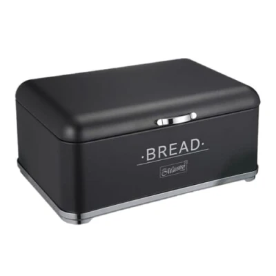 Image of White and Black Steel Bread Bin