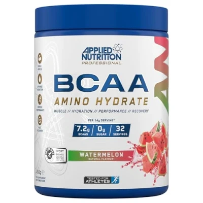 Image of Applied Nutrition BCAA Powder Branched Chain Amino Acids BCAAs Supplement, Hydrate Intra Workout &amp; Recovery Energy Drink (450g 32 Servings) (Watermelon)