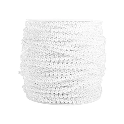 Image of Pearls Bead Garland, 50M Roll 3mm Fishing Line String Beads Chain Garland Wedding Decoration Centerpieces Cake (White)