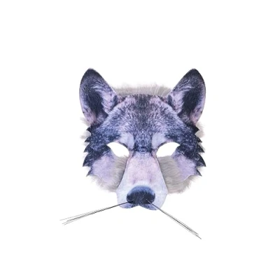 Image of Forum Novelties X78180 Wolf Realistic Fur Face Mask, Grey, One Size World Book Day Halloween