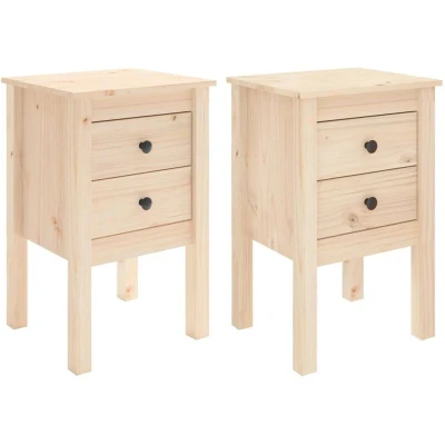 Image of vidaXL Bedside Cabinets 2 pcs 40x35x61.5 cm Solid Wood Pine