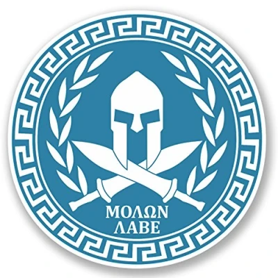 Image of 2 x Greek Spartan Shield Vinyl Sticker Bike Laptop Car Warrior #5029 (10cm 10cm)