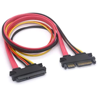 Image of 22 pin Sata Extension Cable 7+15 Male to Female Data and Power Extender (30cm)