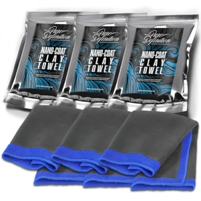 Image of Pure Definition Clay Cloth Kit, Car Cleaning &amp; Detailing Nano Coat Towel, Works Just Like a Bar (Pack of 3)