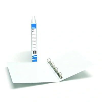 Image of 2 x 25mm A4 White Presentation Binders 4 D Ring Paper Storage File PVC Folders