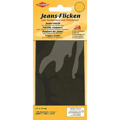 Image of Kleiber 17cm x 15cm Iron On Denim Jeans Repair Patch Cut to Size Required Camouflage
