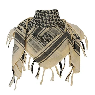 Image of Explore Land Cotton Military Shemagh Tactical Desert Keffiyeh Scarf Wrap Tan