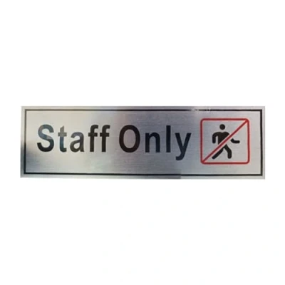 Image of Glamified Aluminium &quot;Staff Only&quot; Sign Plate for Office Use Self Adhesive Door 200 x 60mm