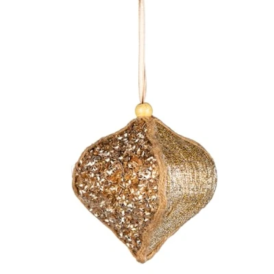 Image of Gold Sequin Onion Bauble 10.5cm Christmas Tree Hanging Decorations Festive Decorative Ornaments Fairy Tale Themed Xmas Pendant