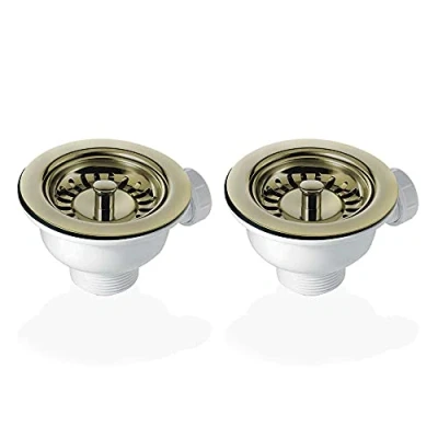 Image of 2X 90mm Bronze Basket Strainer Waste for Astini, RAK, Rangemaster Ceramic Sink