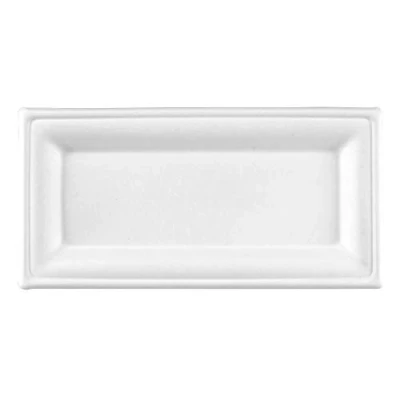 Image of Rectangular Bagasse Plate 10.2inch / 26cm Case of 500 Sugarcane Disposable Plates