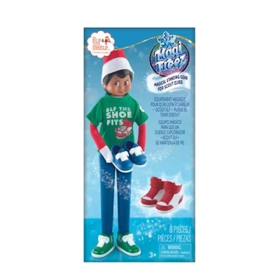 Image of the Elf on Shelf MagiFreez Cool Kicks Sneakers Trio Clothes Accessories Set Help Your Scout Find Their Magical Standing Power Props include Magic Pants, T shirt and Three