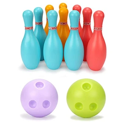 Image of Yolluu Kids Bowling Sets,Indoor Outdoor Skittles Game for 3 4 5 6 Years Boys Girls 10 Pins 2 Balls