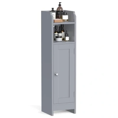 Image of VASAGLE Slim Bathroom Floor Storage Cabinet with Door and Shelves, Freestanding Unit, Narrow Toilet Paper Cabinet, Adjustable Dove Grey BBC310P36