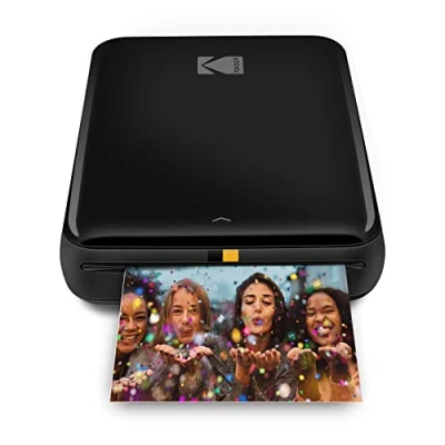 Image of KODAK Step Instant Smartphone Photo Printer Portable Mini Color Wireless Mobile Zink 2x3 Inch Sticky Back Photos Bluetooth Compatible with iOS &amp; Android Devices Fun Editing App Black