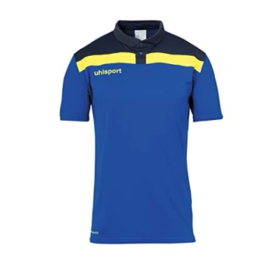 Image of Uhlsport Offense 23 Polo Shirt Men&#039;s Azure/Navy/Lime Colored, 5X Large