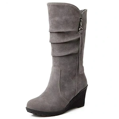 Image of CUTEHEELS Women Mid Calf Wedge Boots