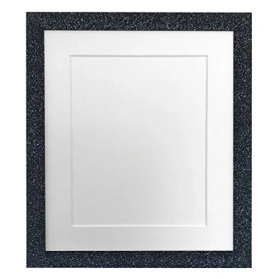 Image of FRAMES BY POST Glitz Charcoal Picture Photo Frame with White Mount 12 x 10 Image Size 8 Inch Plastic Glass