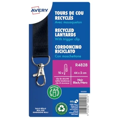 Image of Avery 4828 Black Lanyard 44 mm long Pack of 10