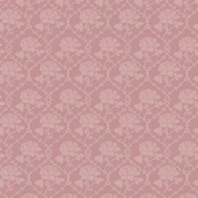Image of Melody Jane Dolls House Pink Rose Pattern Wallpaper Miniature 1:12 Scale Print