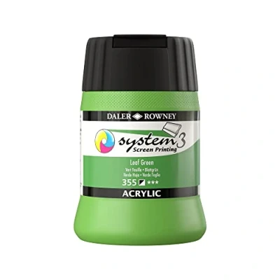 Image of Daler Rowney System3 Acrylic Screen Printing Ink, Plastic Pot, 8.45oz 250 ml, Leaf Green