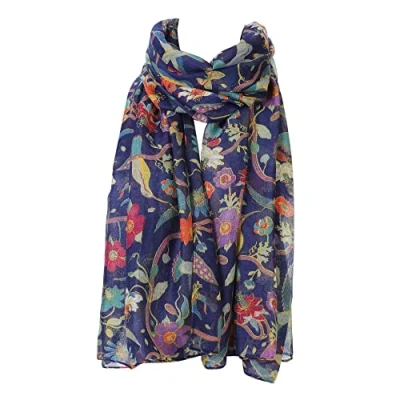 Image of London scarfs Women s fashion Butterfly Print Long Scarves floral Neck Scarf Shawl (new birds navy)