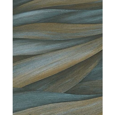 Image of Casual Chic 10257 08 Non Woven Wallpaper Waves Pattern Blue / Dark Green
