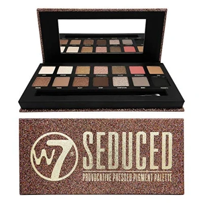 Image of W7 Seduced Pressed Pigment Palette Makeup Tones: Cream Mattes, Metallic Shimmers Colours: Delicate Nudes, Golds, Pinks and Smokes Cruelty Free, Vegan For Women